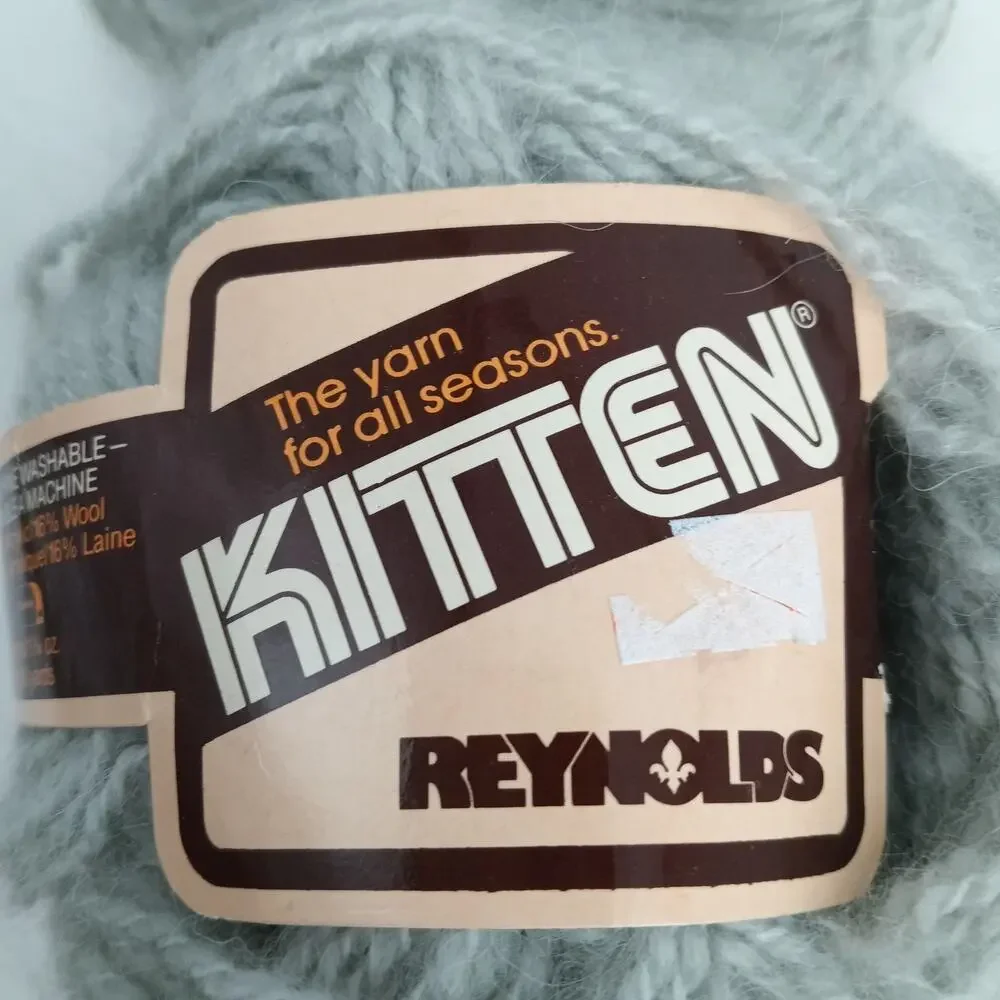 Vintage Reynolds Kitten Yarn 2 Skeins Balls Acrylic Wool 50g 160yd Each Gray